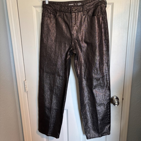 Old Navy High Rise OG Loose Metallic Bronze Wide Leg Womens Jeans Size 10 - Picture 2 of 15